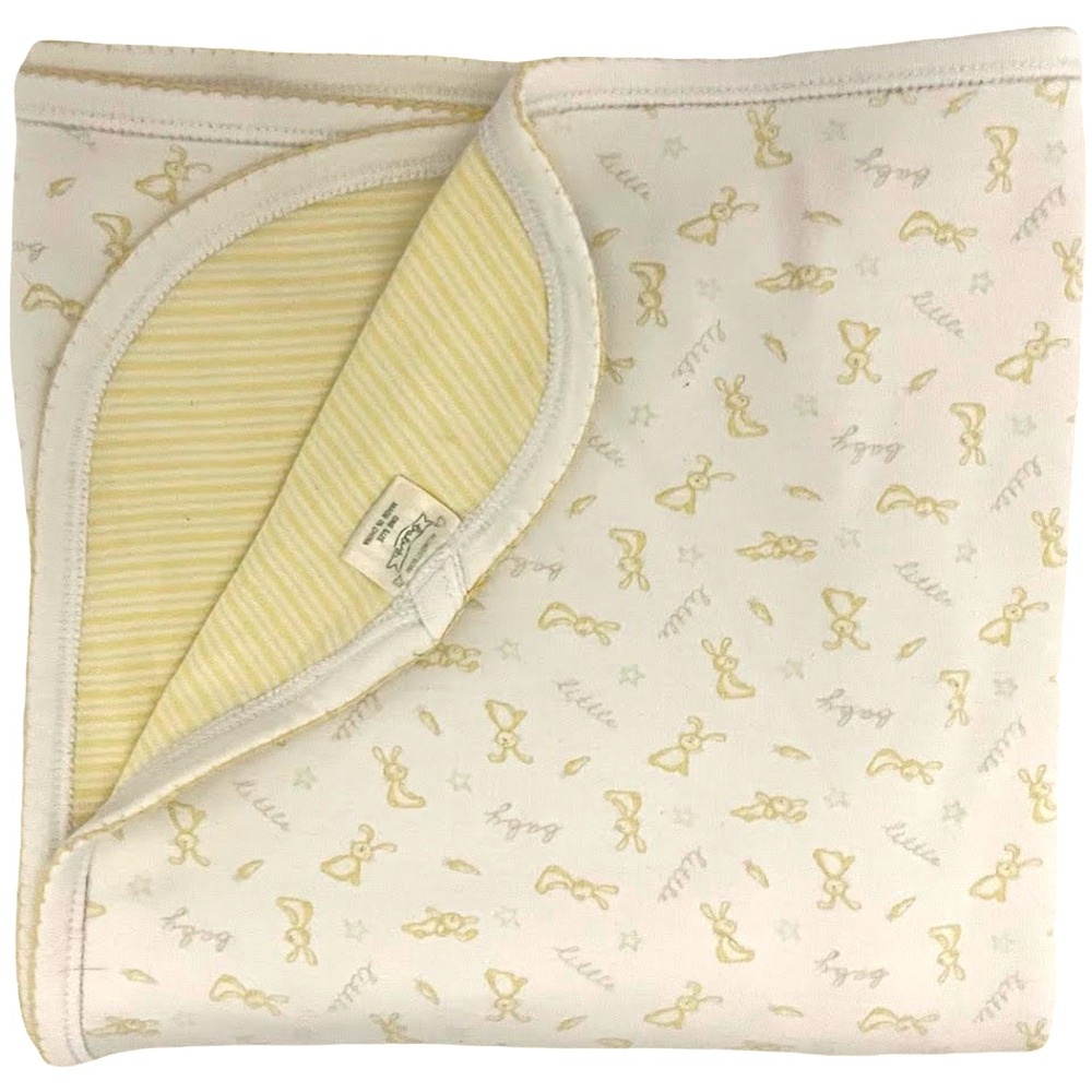 Nordstrom Baby Little Star Bunny Blanket Cotton Yellow White Stripe Receiving